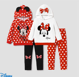 Disney Mickey and Friends Kid Girl 1pcs Polka Dots Print Long-sleeve Top or Pants