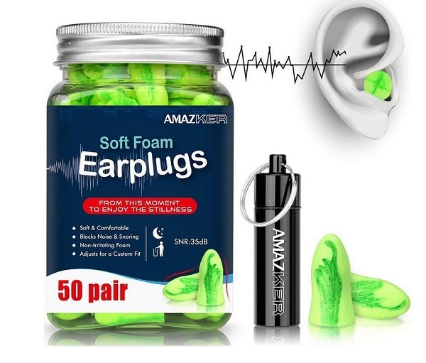 8. Amazker Soft Foam Ear Plugs