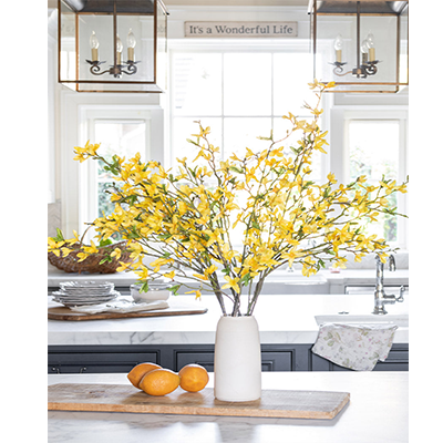 Yellow Faux Spring Flowers Forsythia Branch - 36