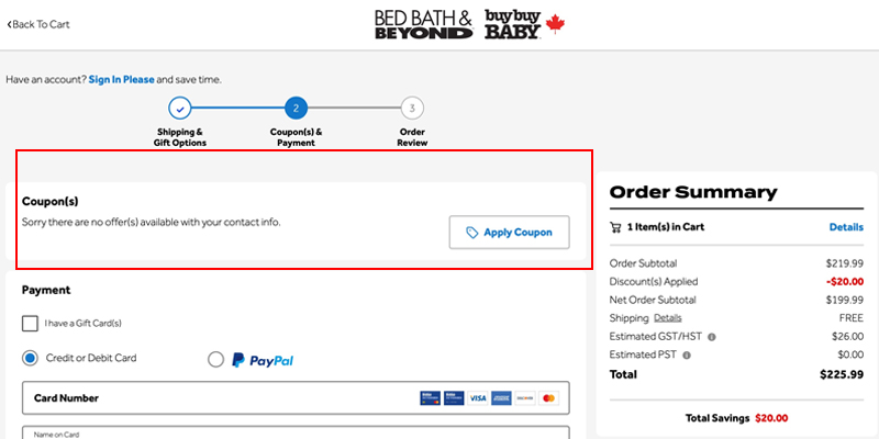 Bed Bath And Beyond Canada coupon